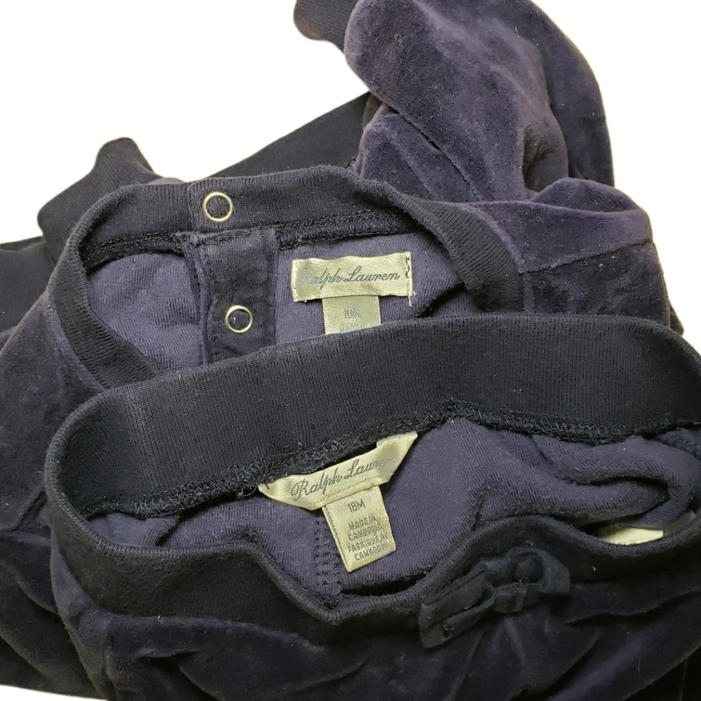 Ralph Lauren 18m Naby Blue Two Piece Velour Matching Track Suit Set